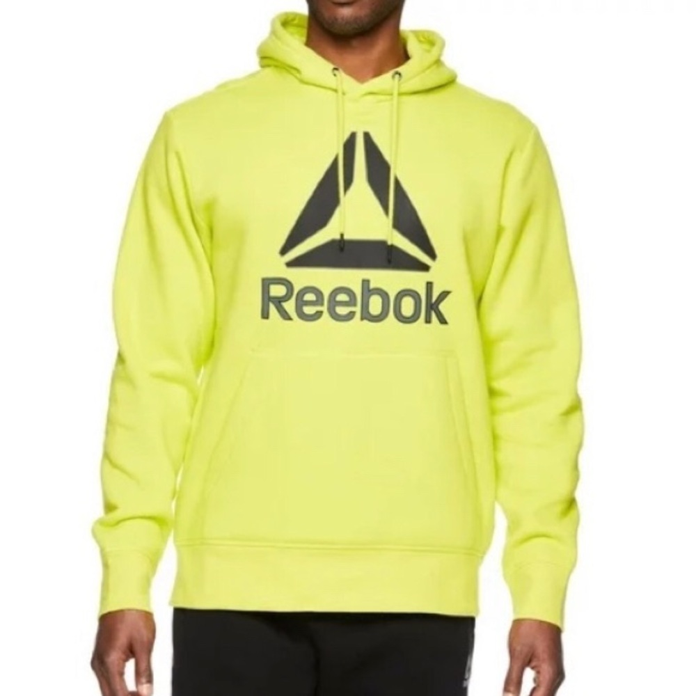 Reebok Hoodie Front Pouch Yellow with Black Logo Size Medium